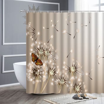 Floral Πικραλίδα Κουρτίνες μπάνιου Πεταλούδα Ακουαρέλα Φυσικό Λουλούδι Ανοιξιάτικα φύλλα σφενδάμου Mid Century Διακόσμηση μπάνιου Κουρτίνα μπάνιου