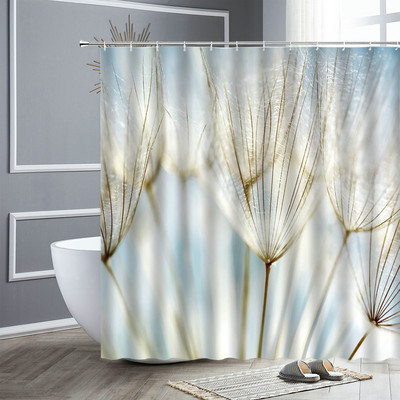 Cvjetni maslačak Zavjese za tuširanje Leptir Akvarel Prirodni cvijet Proljeće Javorovo lišće Dekoracija kupaonice iz sredine stoljeća Zavjesa za kadu