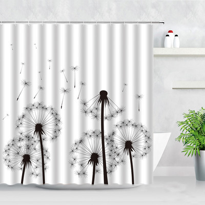 Cvjetni maslačak Zavjese za tuširanje Leptir Akvarel Prirodni cvijet Proljeće Javorovo lišće Dekoracija kupaonice iz sredine stoljeća Zavjesa za kadu