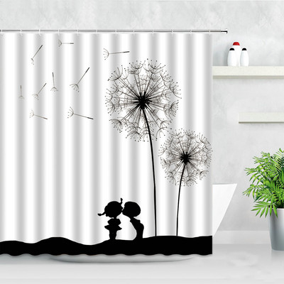 Cvjetni maslačak Zavjese za tuširanje Leptir Akvarel Prirodni cvijet Proljeće Javorovo lišće Dekoracija kupaonice iz sredine stoljeća Zavjesa za kadu