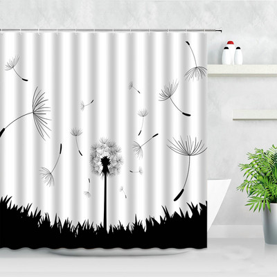 Cvjetni maslačak Zavjese za tuširanje Leptir Akvarel Prirodni cvijet Proljeće Javorovo lišće Dekoracija kupaonice iz sredine stoljeća Zavjesa za kadu