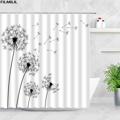 Cvjetni maslačak Zavjese za tuširanje Leptir Akvarel Prirodni cvijet Proljeće Javorovo lišće Dekoracija kupaonice iz sredine stoljeća Zavjesa za kadu