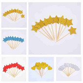 10 vnt Spalvingo torto viršaus žvaigždės širdis su gimtadieniu torto dekoravimo reikmenys kūdikių dušo dekoravimo vestuvių vakarėliui