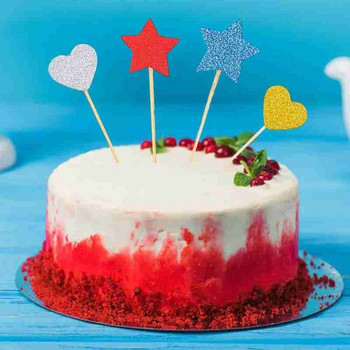 10бр. Цветен топпер за торта Звездно сърце Честит рожден ден Консумативи за декорация на торта Декорация за бебешко парти Сватбено парти