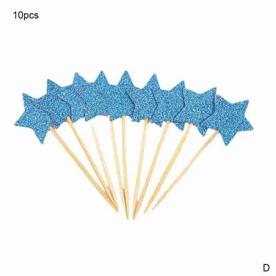 10 vnt Spalvingo torto viršaus žvaigždės širdis su gimtadieniu torto dekoravimo reikmenys kūdikių dušo dekoravimo vestuvių vakarėliui