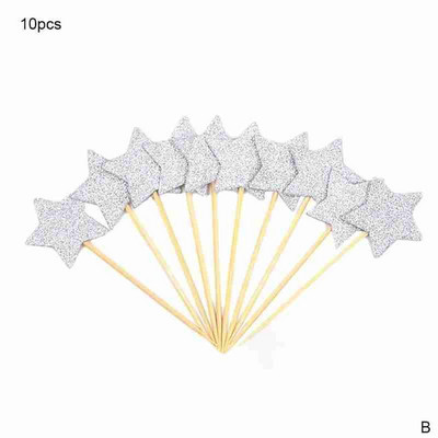 10 vnt Spalvingo torto viršaus žvaigždės širdis su gimtadieniu torto dekoravimo reikmenys kūdikių dušo dekoravimo vestuvių vakarėliui