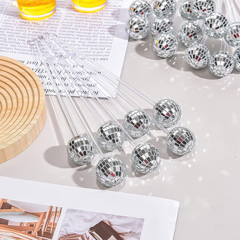 1 τεμ Disco Ball Αναδευτήρες Κοκτέιλ Αναδευτήρα Καφέ Ροφημάτων Πλαστικά μπαστούνια καθρέφτη για μπομπονιέρα για πάρτι για ποτό στο σπίτι
