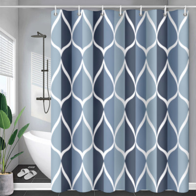 Boho tema Plave zavjese za tuš Kupaonski dodaci Slatki 3D ispis Vodootporna tkanina s kukama Dekorativna zavjesa s geometrijskim uzorkom