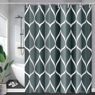 Boho tema Plave zavjese za tuš Kupaonski dodaci Slatki 3D ispis Vodootporna tkanina s kukama Dekorativna zavjesa s geometrijskim uzorkom