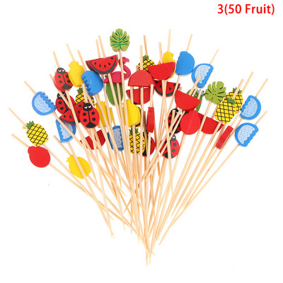 50/100gab.12cm Sirds zieds Bambusa Pick Bufete Cupcake Fruit Fork Party Desertu Salātu Stick Kokteiļu Iesms kāzu dekorēšanai