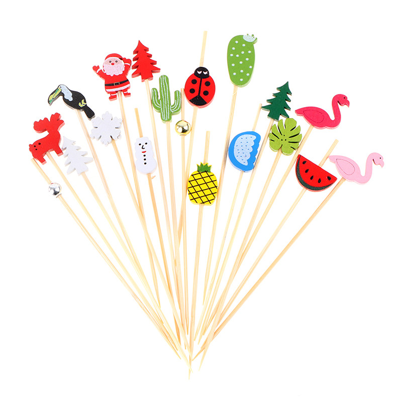 50/100gab.12cm Sirds zieds Bambusa Pick Bufete Cupcake Fruit Fork Party Desertu Salātu Stick Kokteiļu Iesms kāzu dekorēšanai