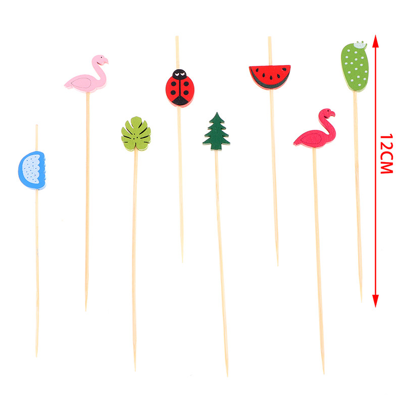 50/100gab.12cm Sirds zieds Bambusa Pick Bufete Cupcake Fruit Fork Party Desertu Salātu Stick Kokteiļu Iesms kāzu dekorēšanai
