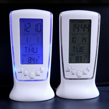Цифров календар за температура LED Цифров будилник със синя подсветка Електронен календар Термометър LED Часовник с време