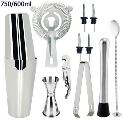 1-13gb kokteiļu šeikeru komplekts nerūsējošā tērauda vīna miksera dzēriena sarkanvīna kokteiļu šeikeris bārmeņa instrumentu komplekts ovāls koka statīva pamatne