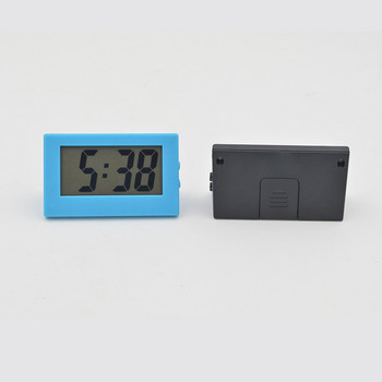 Настолен цифров часовник LCD екран Самозалепваща се скоба Часовник за кола Пластмасов мини часовник за време Настолен часовник Настолен часовник
