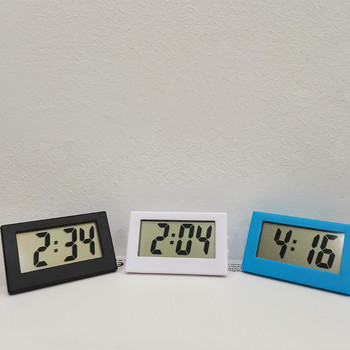 Настолен цифров часовник LCD екран Самозалепваща се скоба Часовник за кола Пластмасов мини часовник за време Настолен часовник Настолен часовник