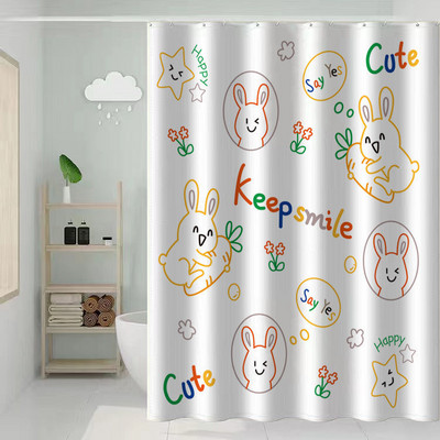 Smiješna mačka zavjesa za tuširanje 3D crtana životinja Jednostavna bijela zavjesa za kadu Vodootporni poliester Kupaonski pribor Set dekor