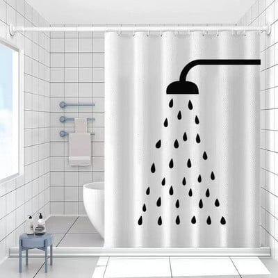 Smiješna mačka zavjesa za tuširanje 3D crtana životinja Jednostavna bijela zavjesa za kadu Vodootporni poliester Kupaonski pribor Set dekor