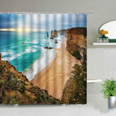 Prirodni krajolik Komplet zavjesa za tuširanje Vodopad Proljetni krajolik Kućna dekoracija za kadu Vodootporna poliesterska tkanina Kupaonske zavjese