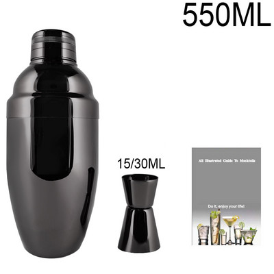 550 ml 800/600 ml kokteiļu šeikeris nerūsējošā tērauda Bostonas šeikeri mikseris vīna bārmeņa komplekts Melns un rožzelts bāra rīki Barware