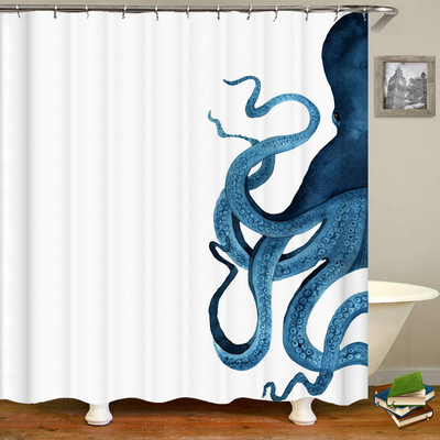 Octopus Seas dušas aizkari vannas aizkars 180*180cm ūdensizturīgs vannas istabas mājas dekors mazgājams audums vannas istabas ekrāns ar 12 āķiem