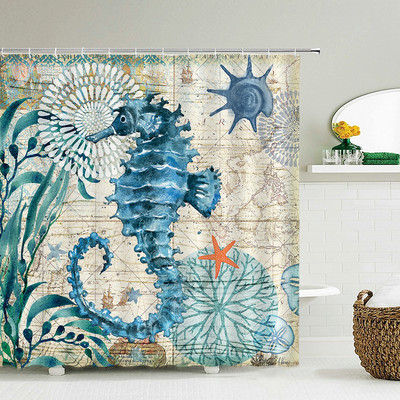 Octopus Seas dušas aizkari vannas aizkars 180*180cm ūdensizturīgs vannas istabas mājas dekors mazgājams audums vannas istabas ekrāns ar 12 āķiem