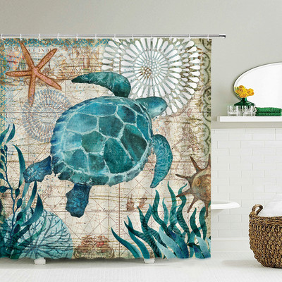 Octopus Seas dušas aizkari vannas aizkars 180*180cm ūdensizturīgs vannas istabas mājas dekors mazgājams audums vannas istabas ekrāns ar 12 āķiem