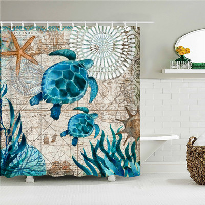 Octopus Seas dušas aizkari vannas aizkars 180*180cm ūdensizturīgs vannas istabas mājas dekors mazgājams audums vannas istabas ekrāns ar 12 āķiem