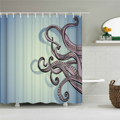 Octopus Seas dušas aizkari vannas aizkars 180*180cm ūdensizturīgs vannas istabas mājas dekors mazgājams audums vannas istabas ekrāns ar 12 āķiem