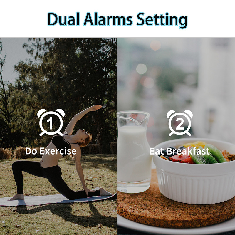 Digitālais LED atlikšanas darbvirsmas modinātāja taimeris Rotējošais projektors FM radio projekcijas fona apgaismojums izliekta ekrāna modinātājs