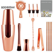 3-12Pcs/Set Shaker za koktele Barmeni Black/Rose Gold 800ml 600ml Shakeri Wine Stopper Bar Dodaci Barovi Barwares With Recept