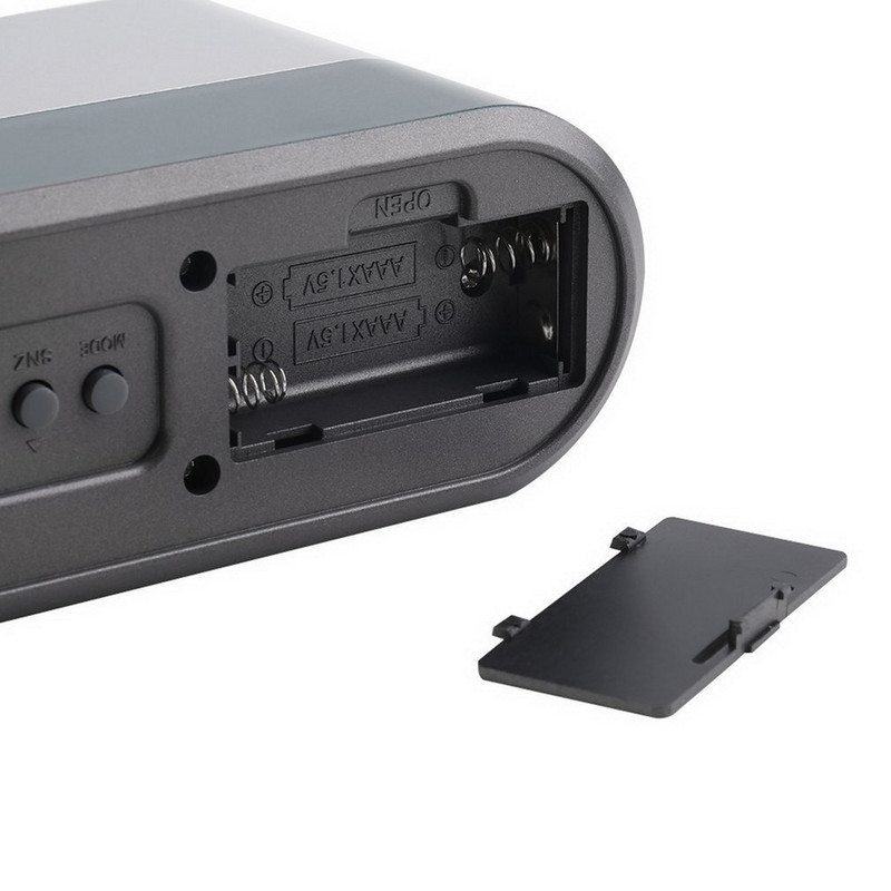 Daudzfunkcionāls digitālais snaudas modinātājs ar pildspalvas turētāju kalendāra temperatūras displejs pelēkā krāsā, piegāde