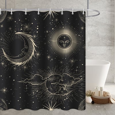 Constellation Tkanina Zavjesa za tuširanje Rumenilo Sunce i Mjesec Fraza Moderni apstraktni misticizam Vodootporni kupaonski dodaci