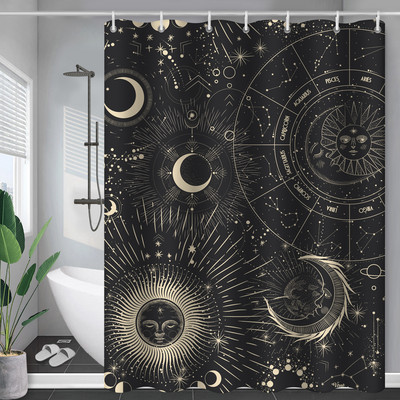 Constellation Tkanina Zavjesa za tuširanje Rumenilo Sunce i Mjesec Fraza Moderni apstraktni misticizam Vodootporni kupaonski dodaci