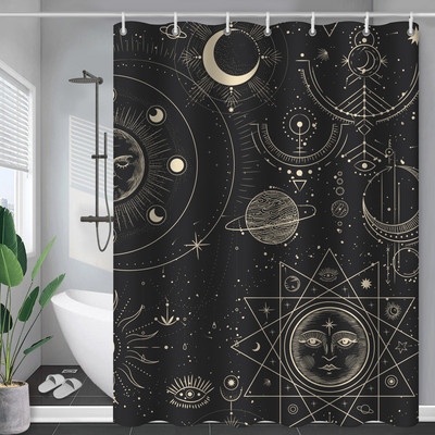 Constellation Tkanina Zavjesa za tuširanje Rumenilo Sunce i Mjesec Fraza Moderni apstraktni misticizam Vodootporni kupaonski dodaci