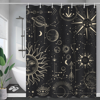 Constellation Tkanina Zavjesa za tuširanje Rumenilo Sunce i Mjesec Fraza Moderni apstraktni misticizam Vodootporni kupaonski dodaci