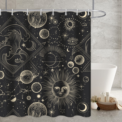 Constellation Tkanina Zavjesa za tuširanje Rumenilo Sunce i Mjesec Fraza Moderni apstraktni misticizam Vodootporni kupaonski dodaci