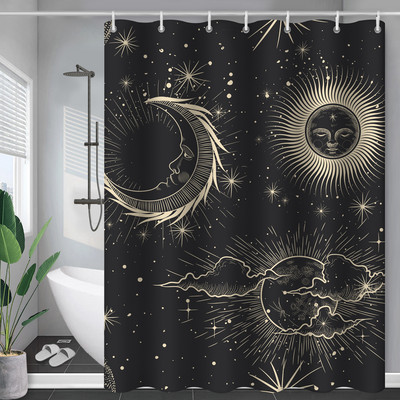 Constellation Tkanina Zavjesa za tuširanje Rumenilo Sunce i Mjesec Fraza Moderni apstraktni misticizam Vodootporni kupaonski dodaci