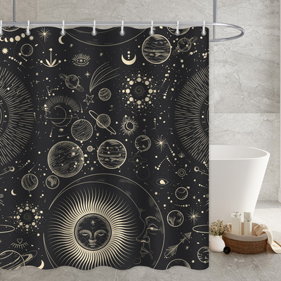 Constellation Tkanina Zavjesa za tuširanje Rumenilo Sunce i Mjesec Fraza Moderni apstraktni misticizam Vodootporni kupaonski dodaci