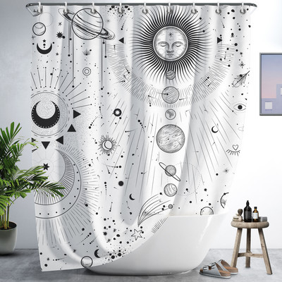 Constellation Tkanina Zavjesa za tuširanje Rumenilo Sunce i Mjesec Fraza Moderni apstraktni misticizam Vodootporni kupaonski dodaci