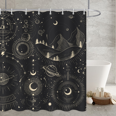 Constellation Tkanina Zavjesa za tuširanje Rumenilo Sunce i Mjesec Fraza Moderni apstraktni misticizam Vodootporni kupaonski dodaci