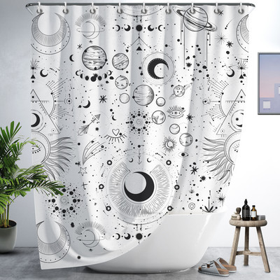 Constellation Tkanina Zavjesa za tuširanje Rumenilo Sunce i Mjesec Fraza Moderni apstraktni misticizam Vodootporni kupaonski dodaci
