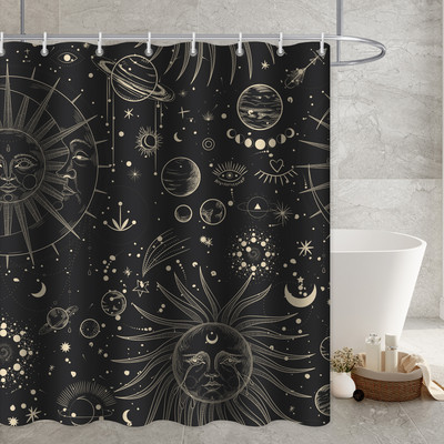 Constellation Tkanina Zavjesa za tuširanje Rumenilo Sunce i Mjesec Fraza Moderni apstraktni misticizam Vodootporni kupaonski dodaci
