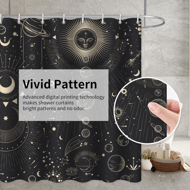 Constellation Tkanina Zavjesa za tuširanje Rumenilo Sunce i Mjesec Fraza Moderni apstraktni misticizam Vodootporni kupaonski dodaci