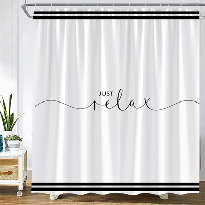 Crno-bijela zavjesa za tuš Arrow Be Awesome Quote Jedinstveni kreativni dizajn Tkanina Dekoracija kupaonice Zavjese za kupaonicu uključuju kuke