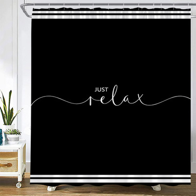 Crno-bijela zavjesa za tuš Arrow Be Awesome Quote Jedinstveni kreativni dizajn Tkanina Dekoracija kupaonice Zavjese za kupaonicu uključuju kuke