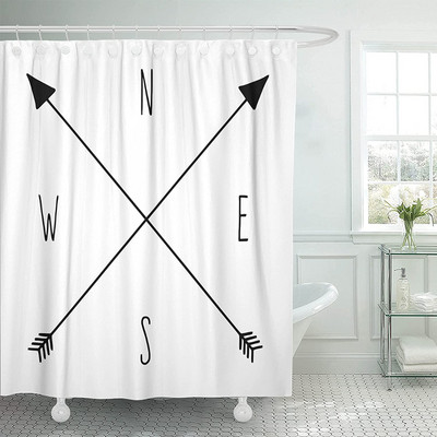 Crno-bijela zavjesa za tuš Arrow Be Awesome Quote Jedinstveni kreativni dizajn Tkanina Dekoracija kupaonice Zavjese za kupaonicu uključuju kuke