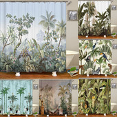 Europsko cvijeće, ptice, biljke Zavjese za kupaonicu Vodootporna zavjesa za tuširanje 3D ispis Dekoracija kupaonice s kukom Zastor za kupaonicu