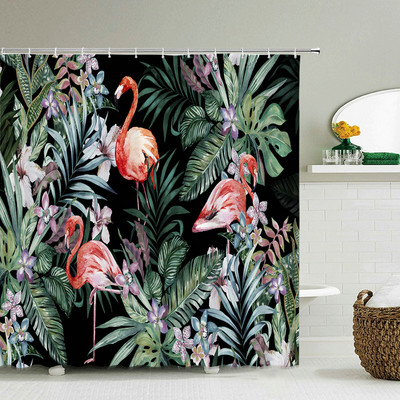 Europsko cvijeće, ptice, biljke Zavjese za kupaonicu Vodootporna zavjesa za tuširanje 3D ispis Dekoracija kupaonice s kukom Zastor za kupaonicu