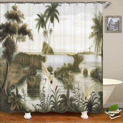 Europsko cvijeće, ptice, biljke Zavjese za kupaonicu Vodootporna zavjesa za tuširanje 3D ispis Dekoracija kupaonice s kukom Zastor za kupaonicu